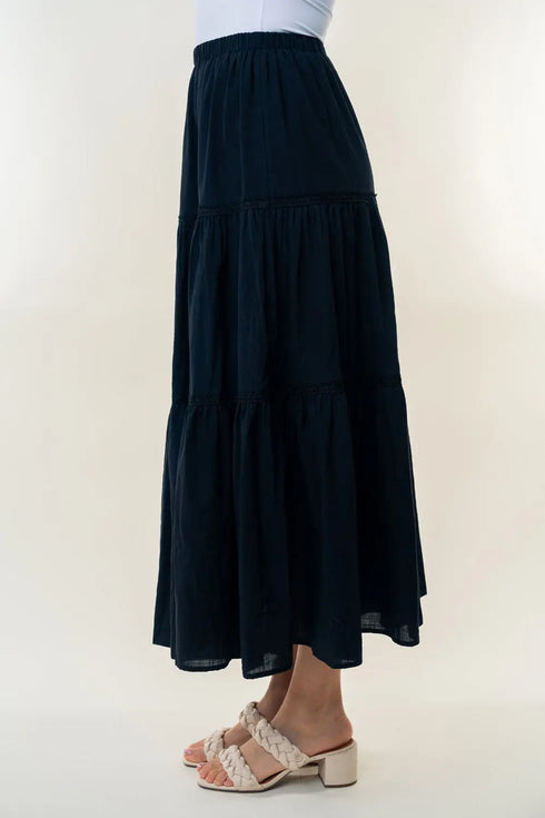 'Bella' High Waisted Tiered Maxi Skirt - Celes Fashion